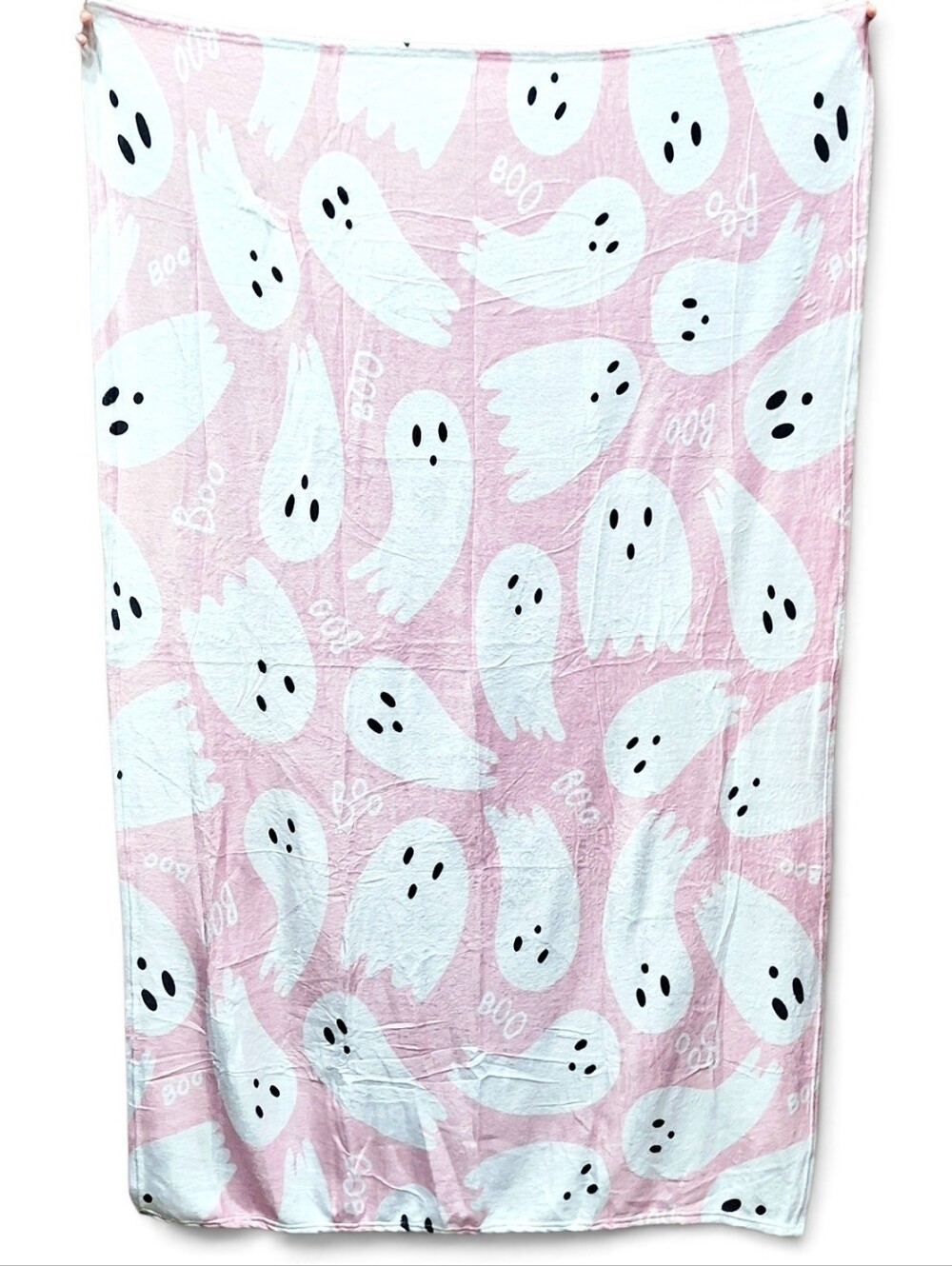Halloween Ghost Pink Boo Plush Blanket